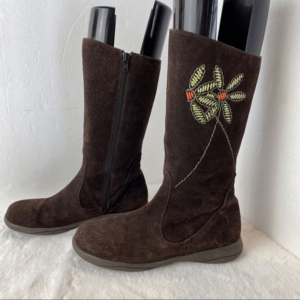Tabarca by Pepa Women 38 Brown Suede Leather Boots Embroidered Made in Spain